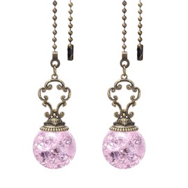 PATIKIL Ceiling Fan Pull Chain, Pack of 2, 25 Inch Decorative Ball Pendant Chain Extension, Charm Extension Pull Rope for Ceiling Fans, Light Lamp, Pink