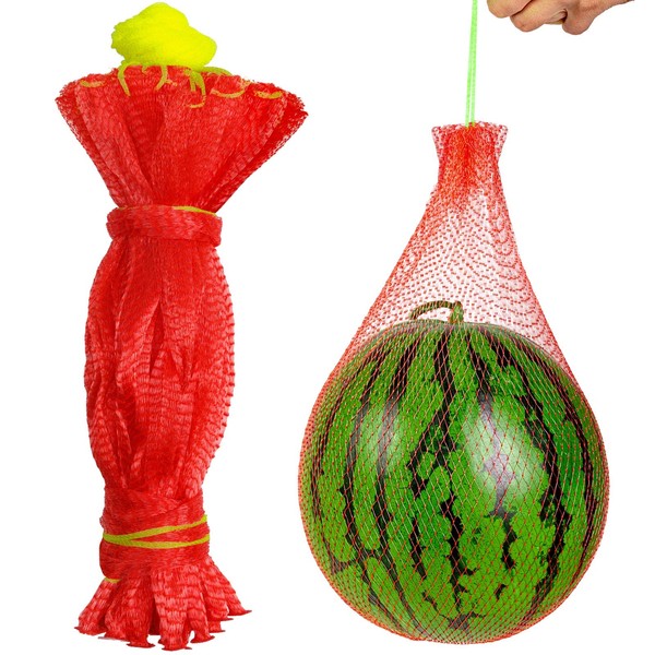 Melon Hammock Watermelon Nets, Heavy Duty Watermelon Net for Garden Melon Net for Trellis Vertical Garden Growing, Honeydew Melon Nets with Drawstring, 50Pcs (16-22lbs)