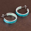 TaYolnFaSo Blue Enamel Hoop Earrings for Women C Shaped Round