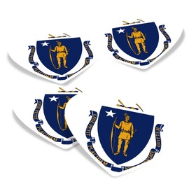 Vinyl Heart Stickers (Set of 4) 10cm - Massachusetts State Flag Emblem for Laptops, Tablets, Luggage, Scrap Booking, Fridges #60758