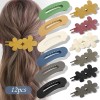 12Pcs Flat Flower Hair Clips Elegant Matte French Hair Barrette