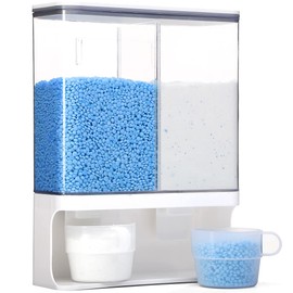 Conwomin Laundry Detergent Dispenser, Wall Mounted Laundry Scent Boosters Beads Dispenser with 2 Cups for Rice, Beans, laundry powder, Stain Remover Powder, Laundry Beads Container (105 oz)