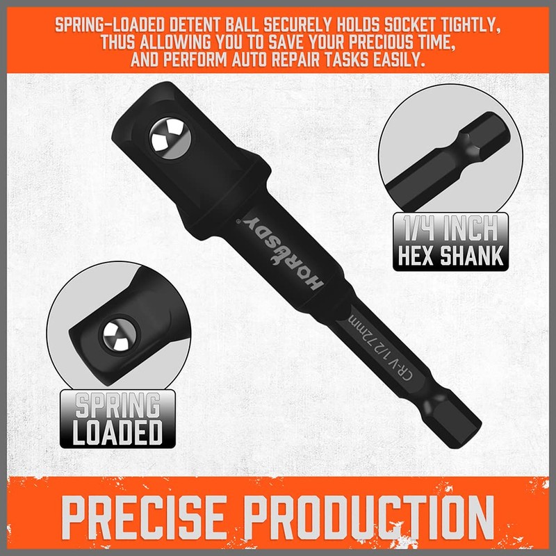 HORUSDY 9-Piece Impact Socket Adapter Extension Set with Storage Pouch,