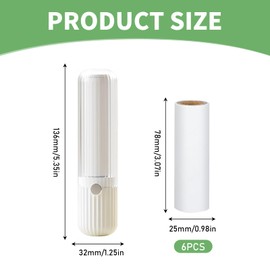 Lint Roller for Travel, Reusable Lint Rollers, Includes 6 Mini Refill Packs, 1 Dispenser, Pet Hair Remover, Lint Remover for Clothes, Sofa, Pet Hair, Pearl White