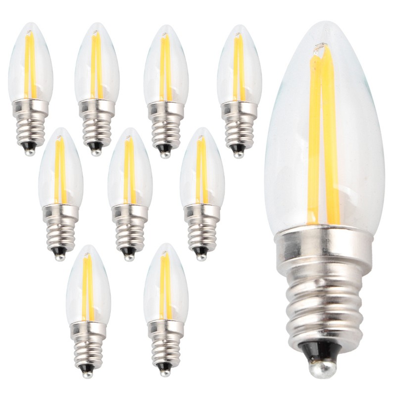 10Pcs E12 Long Filament Small LED Light Bulbs Dimmable Lamp