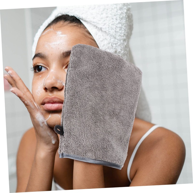 NOLITOY 3Pcs Makeup Remover Gloves Facial Cleaning Mitts for Gentle