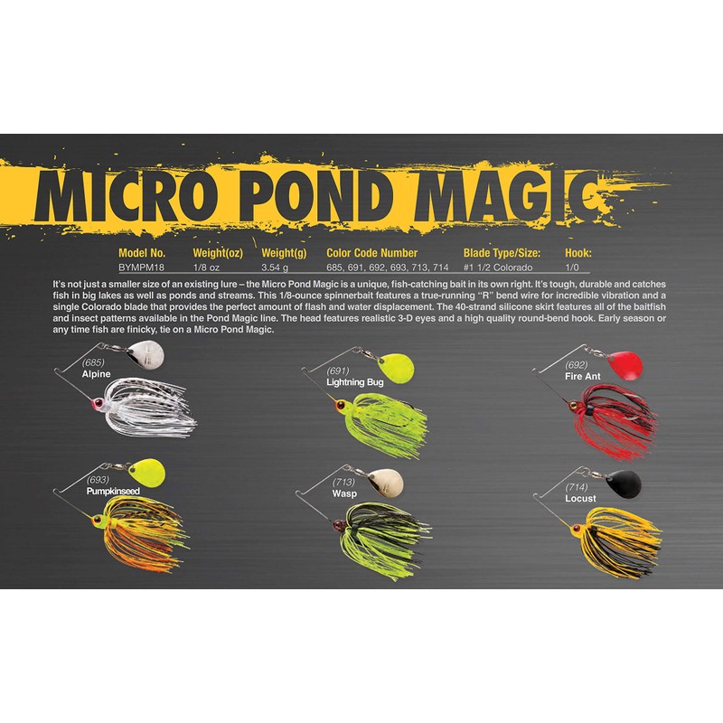 Booyah BYMPM18-685 Micro Pond Magic Spinnerbait, 1/8-Ounce, Alpine, Model:BYMPM18685, Small