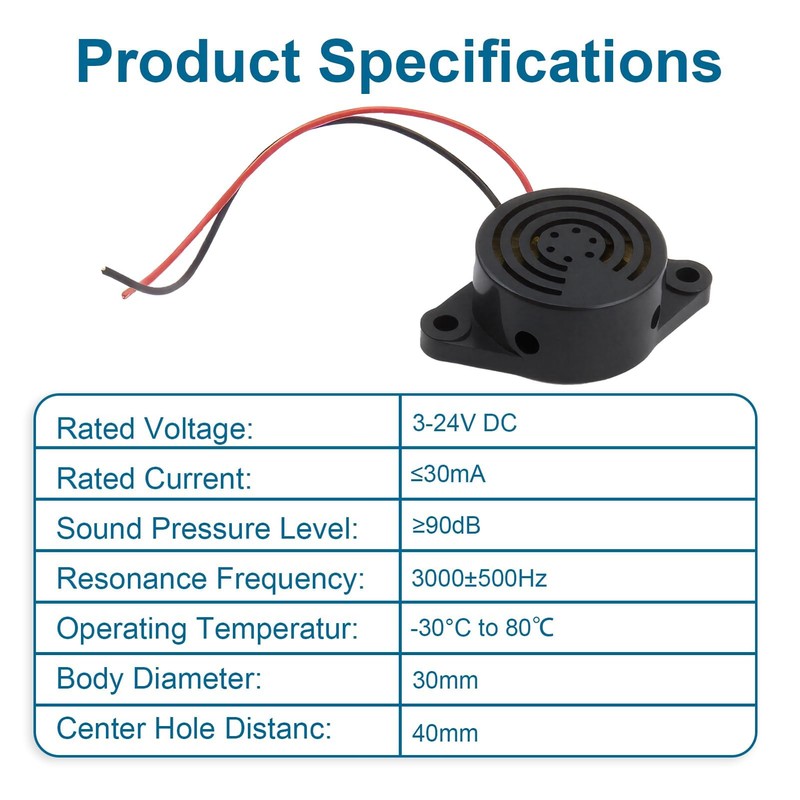 Electronic Buzzer, DC 3 V 12 V 24 V Mini