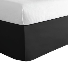 Lux Hotel Bedding Tailored Bedskirt, Classic 14” Drop Length, Pleated Styling, California King, Black