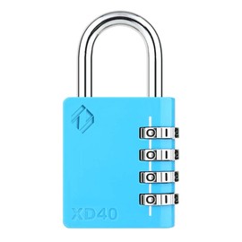 [ZARKER XD40] Heavy Duty Outdoor 4-Digit Combination Padlock for Locker, Gym, gate, shed, Tool Box, Door, Cabinet and Garage with Code - Blue 1pack