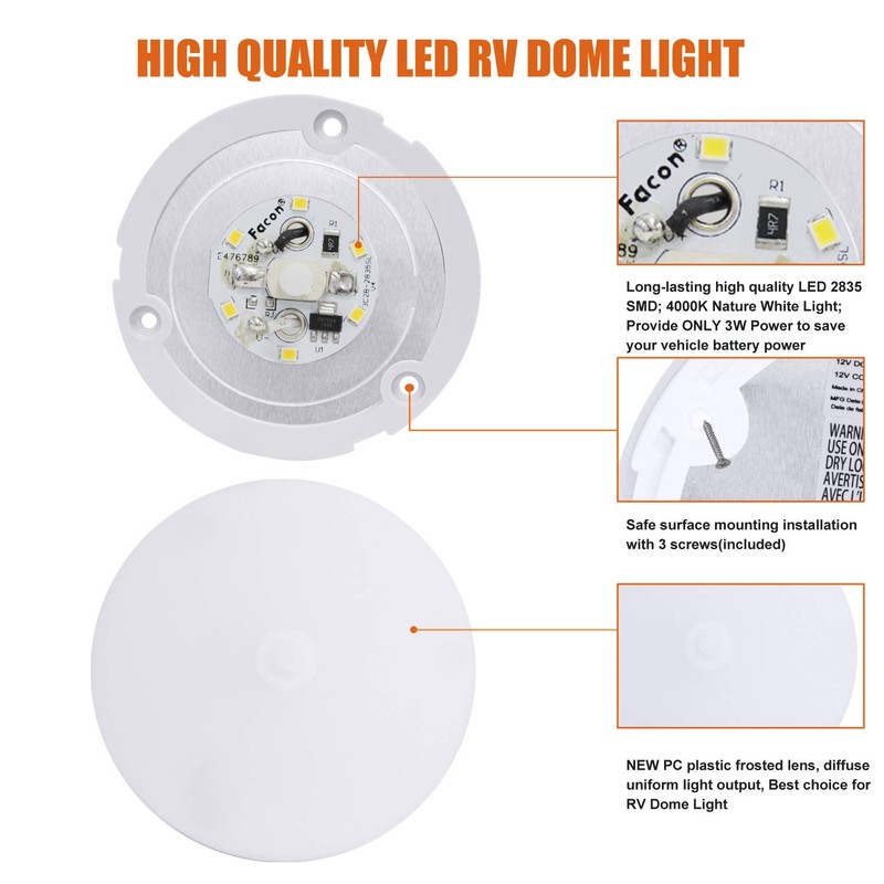Facon 3-1/2'' LED RV Puck Light Super Slim Under Cabinet
