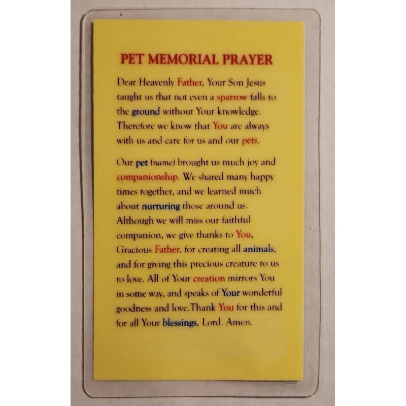 In Memory of a Faithful Friend - Laminated Holy Card