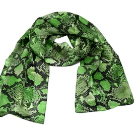 Striessnig Wien Women's Scarf Black Green Scarf, Scarf, Slim Scarf in Snake Design, Approx. 36 x 160 cm, multicoloured