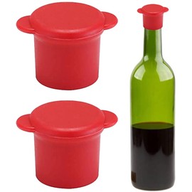 Silicone Wine Stoppers - Wine Gifts - Bottle Covers - Reusable Beverage Corks - Keep Wine Fresh for Days with Air-Tight Seal - Set of 2