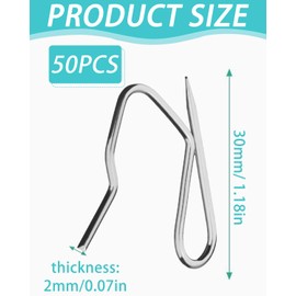 JIPUKE 50 PCS Heavy Duty Zinc Metal Drapery Pin Hooks, Metal Curtains Hooks, Pinch Pleat CurtainHooks, Heavy Duty CurtainHooks, Heavy Duty CurtainHooks for Window/Shower/Pencil Pleat Curtain