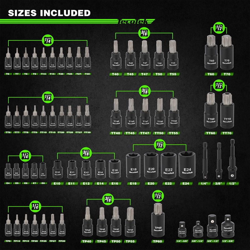 TecoTek 67-Piece Master Torx Bit Socket and External Torx Socket