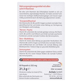 Avitale Vitamin B Complex - Mini Capsules with All 8 B Vitamins to Support the Nervous System, 21 g