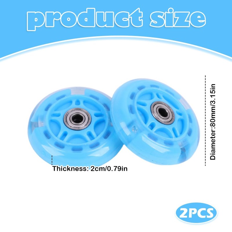 2 Pcs LED Flash Scooter Wheels 80mm，scooter wheels， micro scooter