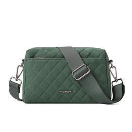 WESTBRONCO Quilted Crossbody Bags for Women Small Crossbody Purse Nylon Lightweight Shoulder Handbags with Adjustable Strap - Colour: Green