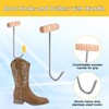 OwnMy 4PCS Wooden Boot Hooks Cowboy Boots Pullers, Stainless Steel