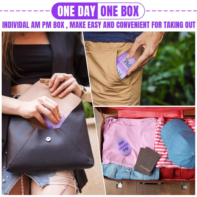 6 Pack Pill Organizer Pocket Small Case Holder Am Pm