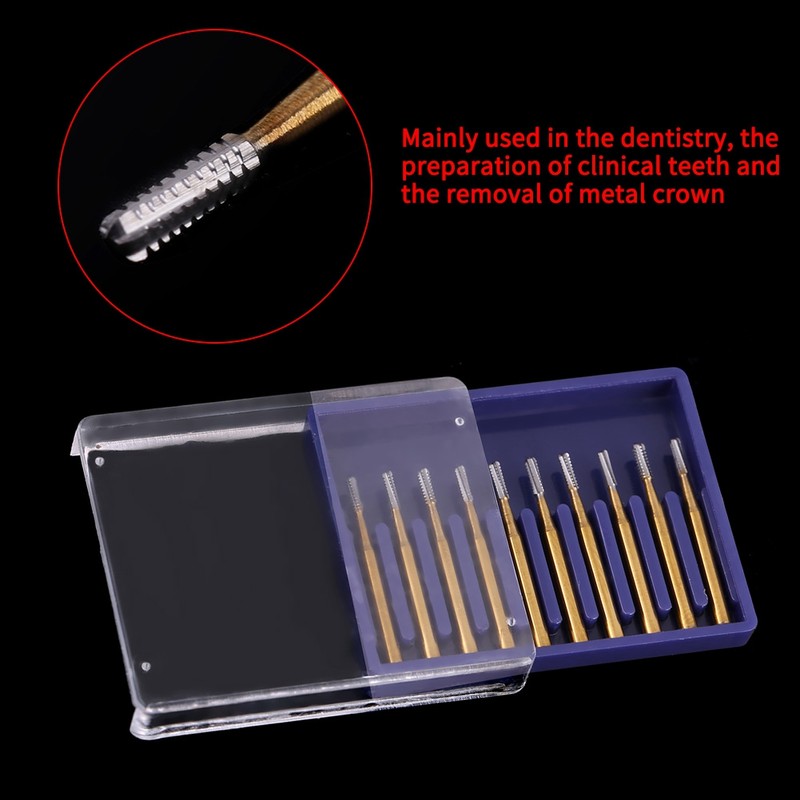 10pcs /set High Speed Dental Tungsten Steel Crown Metal Cutting
