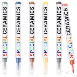 Marspark 6 Pcs Underglaze Colored Pen for Pottery Ceramics Underglaze Marker DIY Ceramic Decorating Paint Pen for Porcelain Pottery