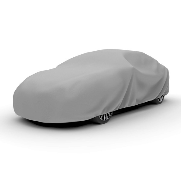 Budge Duro 3 Layer Car Cover, Water Resistant, Scratchproof, Dustproof Cover, Fits Cars up to 22', Gray