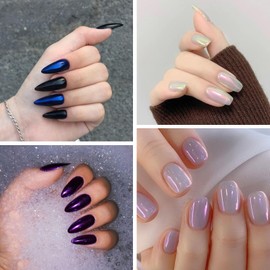 SUTOKAKA Pearl Chrome Nail Powder 6 Colors Metallic Mirror Effect Mermaid Chrome Powder Iridescent Aurora Nail Pigment Glitter Rubbing Dust for Nail Art Decoration Gel Polish