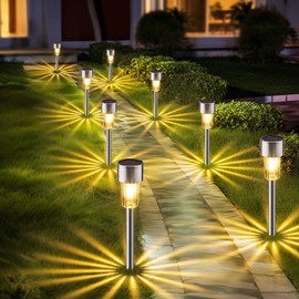 Joomer 12 Pack Solar Outdoor Lights Waterproof, Solar Garden Lights Pathway Lights Landscape Decorative Lighting for Outside Decor Pathway Walkway Patio Yard Driveway Lawn(Warm White)