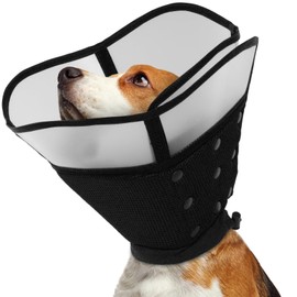 LETSQK Soft Dog Cone Collar, Adjustable Elizabethan Collar for Large & Small Dogs, Prevents Licking, Biting & Scratching After Surgery, Black M