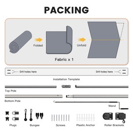 VICLLAX Outdoor Cordless Roller Shade 6' W x 6' H, Patio Shade Roll Up Outdoor Blinds for Front Porch Gazebo, Chocolate