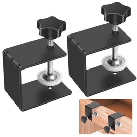 Wenrecu 2Pcs C-Clamp,Heavy Duty C-Clamp Base Stand Stainless Steel Tiger Clamp,Drawer Front Clamp Metal Desk Mounting Clamp for Woodworking Fixed Repair Home Improvement