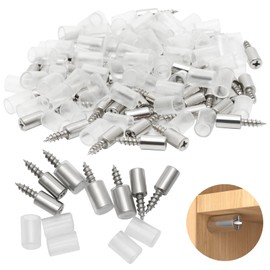 Shelf Support Pegs, 64 Pack Shelf Pins Kitchen Cupboard Shelf Supports Iron Metal Self Tapping Screws Pins for Wardrobe Cabinet Bookcase Closet Wooden Shelf Support
