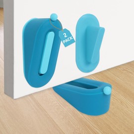 NiCola Door Stopper, 2Pack Cute Door Stop, Decorative Rubber Door Stops, Heavy Duty Sound deadening Door Stops for Home and Office (Blue)