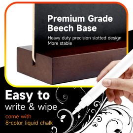 Kivsty Tabletop Chalkboard with Wood Stand - 1 Pack, 8 x 12 Inch Double Sided Blackboard Food Signs Menu Message Boards for Coffee Bar, Lemonade Stand, Party Decoration - Vertical Back