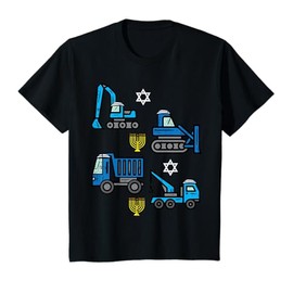 Kids Hanukkah Construction Trucks Jew Chanukah Toddler Boys Kids T-Shirt