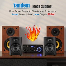 WOOPKER HiFi Stereo Amplifier Bluetooth 5.0, 2 Channel, 100W Max Power, 12V/5A Power Supply, USB, SD, RCA, LED for Karaoke