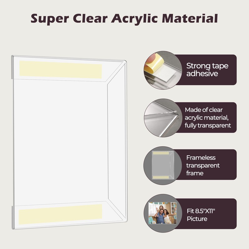 8.5 x 11 Acrylic Picture Frame, Horizontal/Vertical Clear Photo Frame