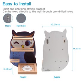 Tnvodejo Owl Wooden Shelf for Tonie Box Music Box Shelf Wall Shelf Storage for Figurines Nursery Decoration Teen Children