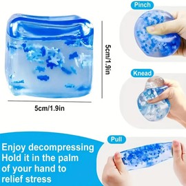 2PCS Ice Cube Squeeze Fidget-Toy,Stress Balls for Adults,Squishy Fidget Cube Toys,Stress Relief Sensory Toys,Squeeze Cube Sensory,Sugar Ball Squishy,Sensory Anxiety Stress Relief