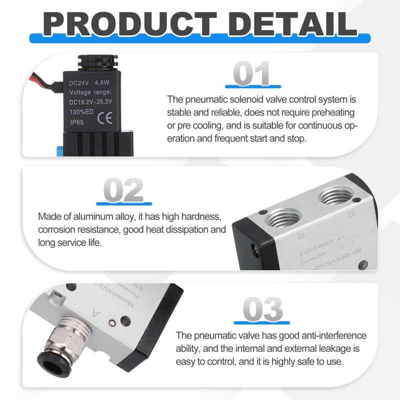 MECCANIXITY 1/4 Inch Pneumatic Valve 12V, 3 Way 2 Position
