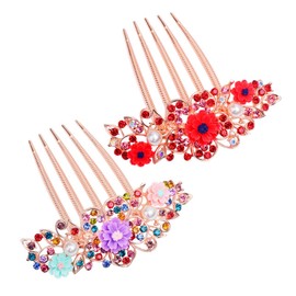 Baluue 2pcs Rhinestone Flower Hair Comb Clip Wedding Bride Headpiece for Girls Headpin for Women