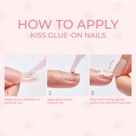 KISS | The Summer I Turned Pretty French Tip Press On Nails, ‘Sunlit Days’, Medium Coffin, Includes Pink Gel Nail Glue (2g), Mini Nail File, Cuticle Stick, & 28 Fake Nails