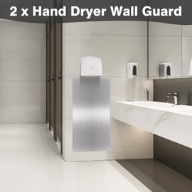 Dapuri 2 Pcs 32 x 16 Inch Stainless Steel Hand Dryer Wall Splash Guard Metal Wall Panels Backsplash Protector with Ultra Strength Adhesive for Bathroom, Kitchen, Restroom