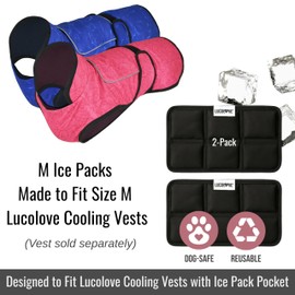 LUCOLOVE Replacement Ice Packs for Dog Cooling Vest – 2-Pack Reusable Gel Packs for Lucolove Cooling Vests – Soak, Freeze & Insert – Size-Matched Ice Packs for Extended Cooling Relief for Dogs (M)