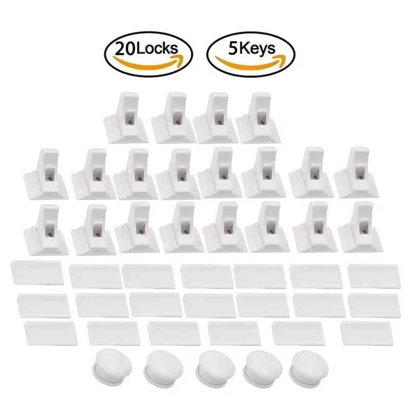 Magnetic Child Safety Cabinet Locks with Adhesive Drawer Latches