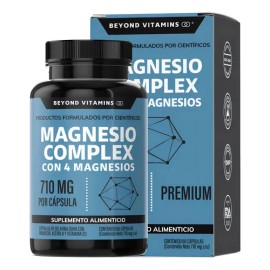 Beyond Vitamins | Magnesio Complex | Citrato de Magnesio polvo, Glicinato de Magnesio, Gluconato de Magnesio y Óxido de Magnesio | Vitaminas Mujer / Hombre - Magnesium - 60 cápsulas