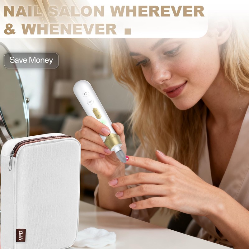 Electric Nail File Drill 2000 mAh Cordless Rechargeable Nail Filer