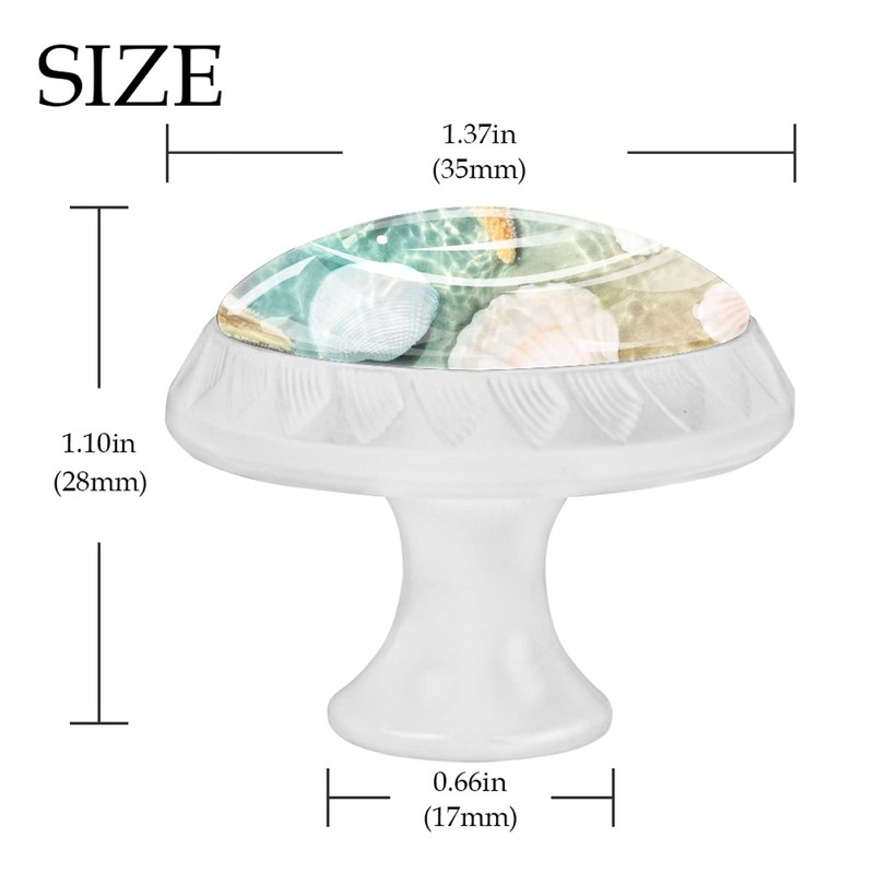 4 Pack Dresser Drawer Cabinet Knobs Beach Starfish Seashell Round